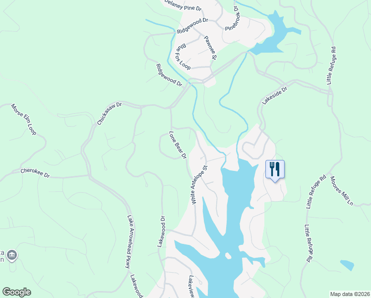 map of restaurants, bars, coffee shops, grocery stores, and more near 139 Lone Bear Dr in Waleska