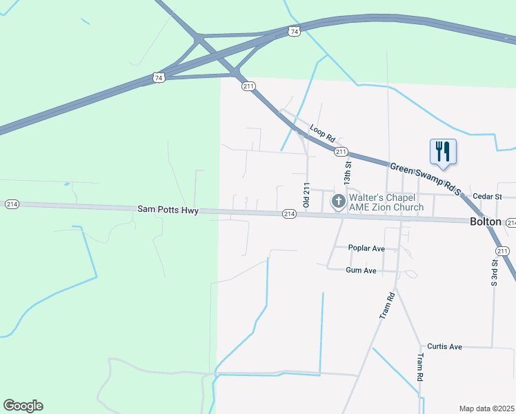 map of restaurants, bars, coffee shops, grocery stores, and more near 14821 Sam Potts Highway in Bolton