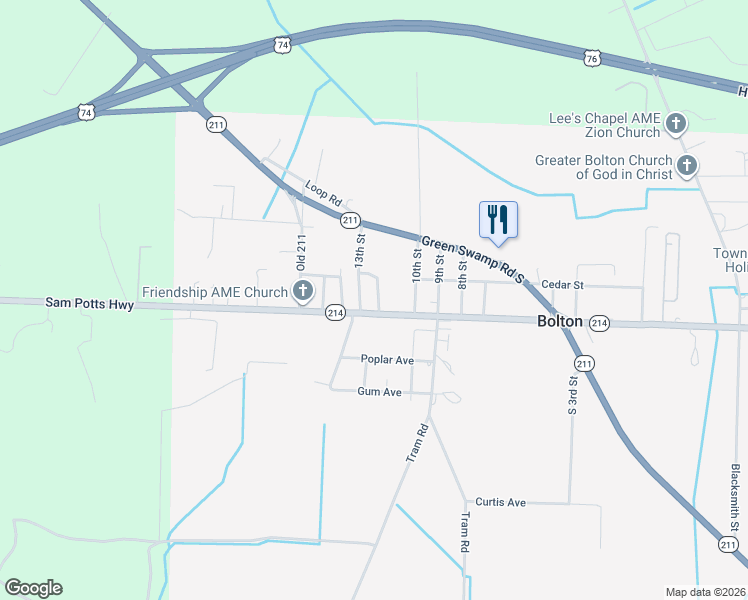 map of restaurants, bars, coffee shops, grocery stores, and more near 35 12th Street in Bolton