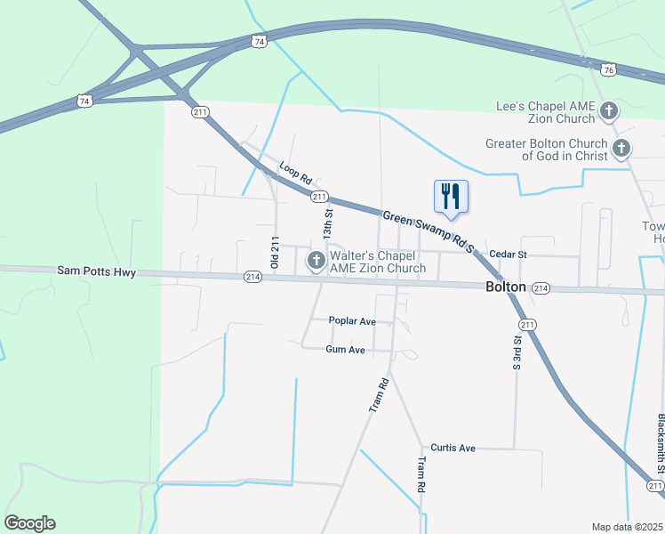 map of restaurants, bars, coffee shops, grocery stores, and more near 36 13th Street in Bolton