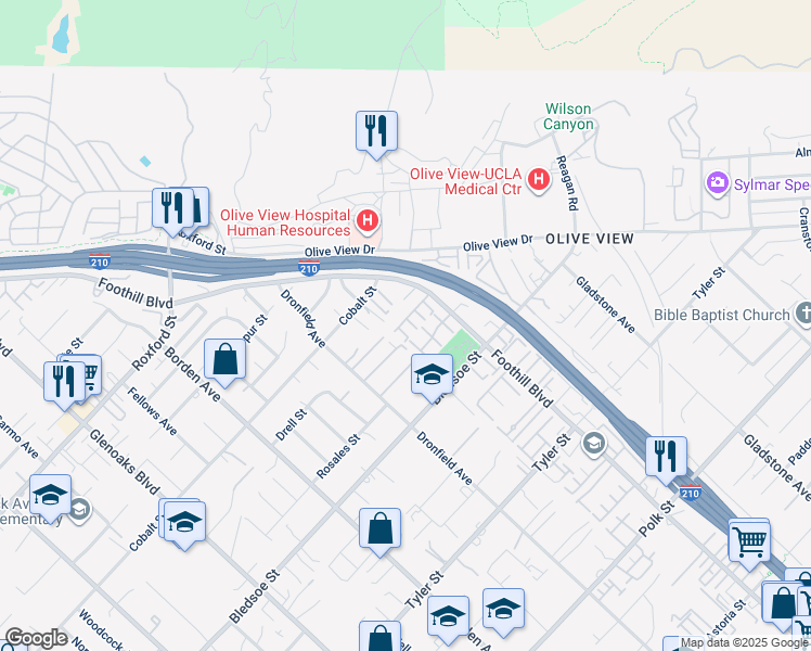 map of restaurants, bars, coffee shops, grocery stores, and more near 13721 Carol Lane in Los Angeles