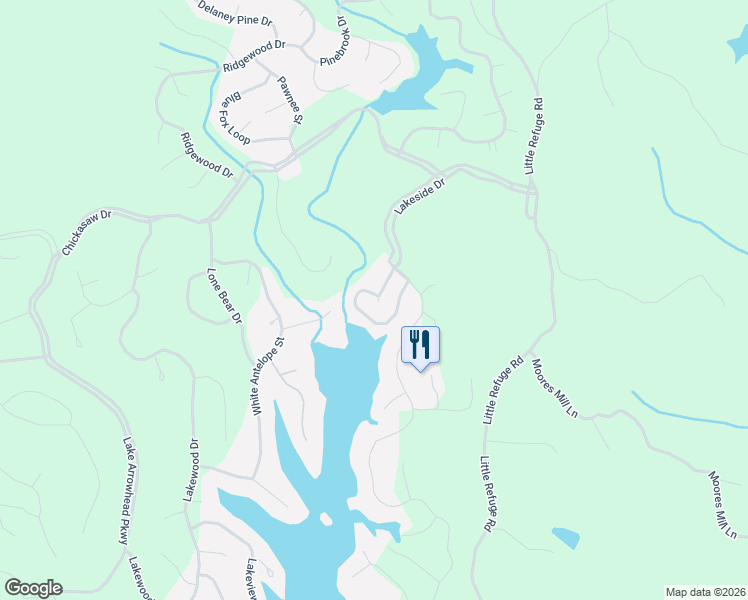 map of restaurants, bars, coffee shops, grocery stores, and more near 211 Lakeside Drive in Waleska