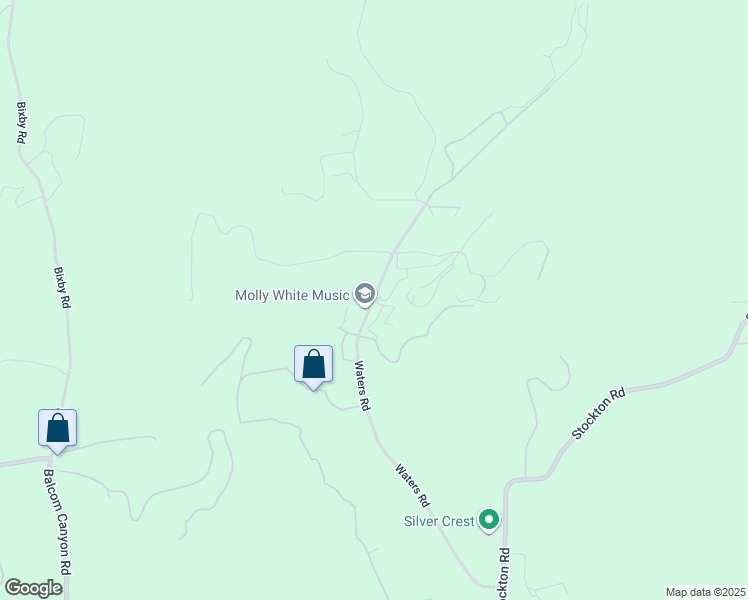 map of restaurants, bars, coffee shops, grocery stores, and more near Waters Road in Ventura County