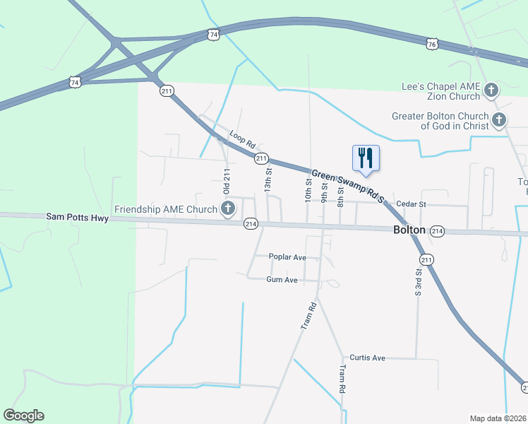 map of restaurants, bars, coffee shops, grocery stores, and more near 35 12th Street in Bolton