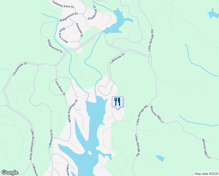 map of restaurants, bars, coffee shops, grocery stores, and more near 211 Lakeside Drive in Waleska