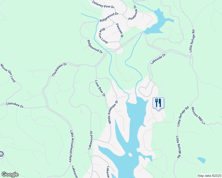 map of restaurants, bars, coffee shops, grocery stores, and more near 134 White Antelope Street in Waleska