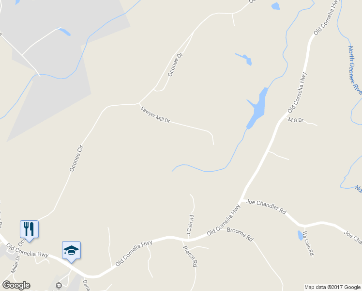 map of restaurants, bars, coffee shops, grocery stores, and more near 2782 Sawyer Mill Drive in Gainesville