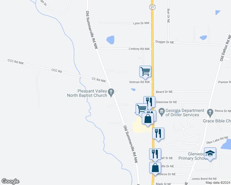 map of restaurants, bars, coffee shops, grocery stores, and more near 4 Sarah Street Northwest in Rome