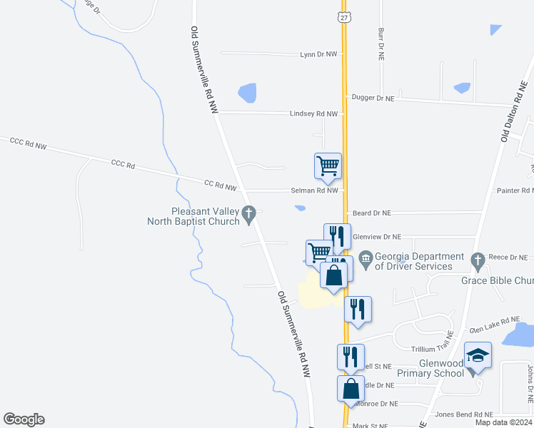 map of restaurants, bars, coffee shops, grocery stores, and more near 4 Sarah Street Northwest in Rome