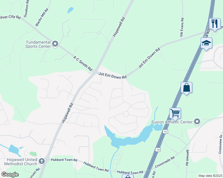 map of restaurants, bars, coffee shops, grocery stores, and more near 4975 Travers Lane in Cumming