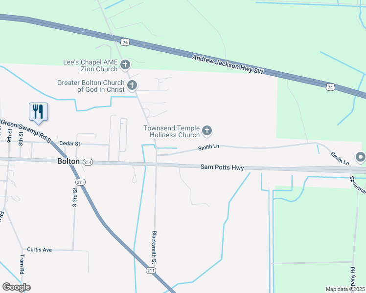 map of restaurants, bars, coffee shops, grocery stores, and more near 143 Smith Lane in Bolton