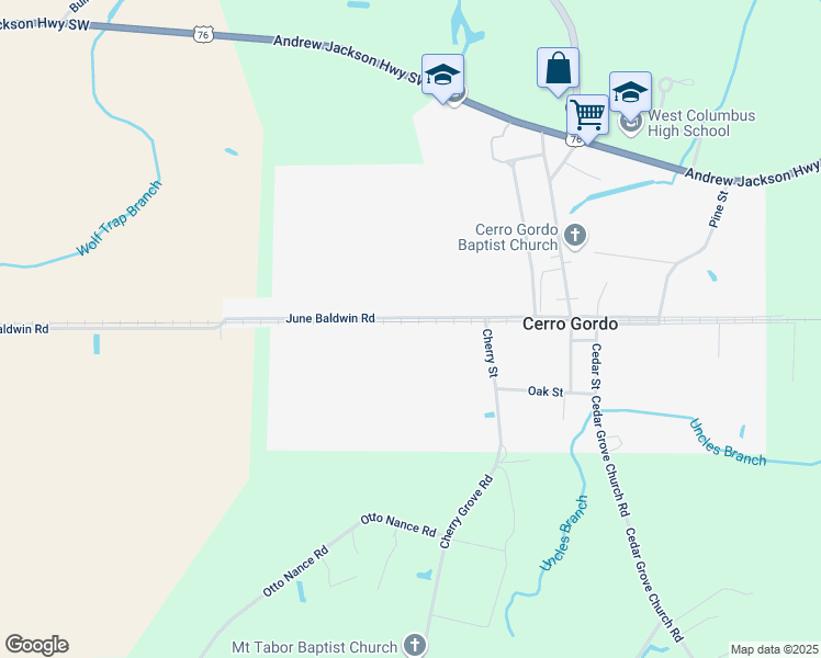 map of restaurants, bars, coffee shops, grocery stores, and more near 357 Railroad Street West in Cerro Gordo