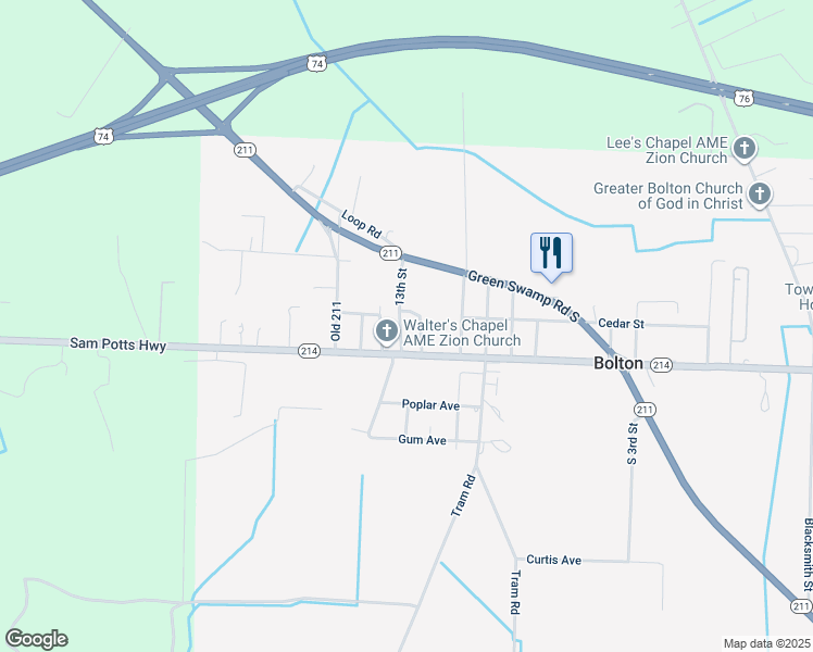map of restaurants, bars, coffee shops, grocery stores, and more near 62 13th Street in Bolton