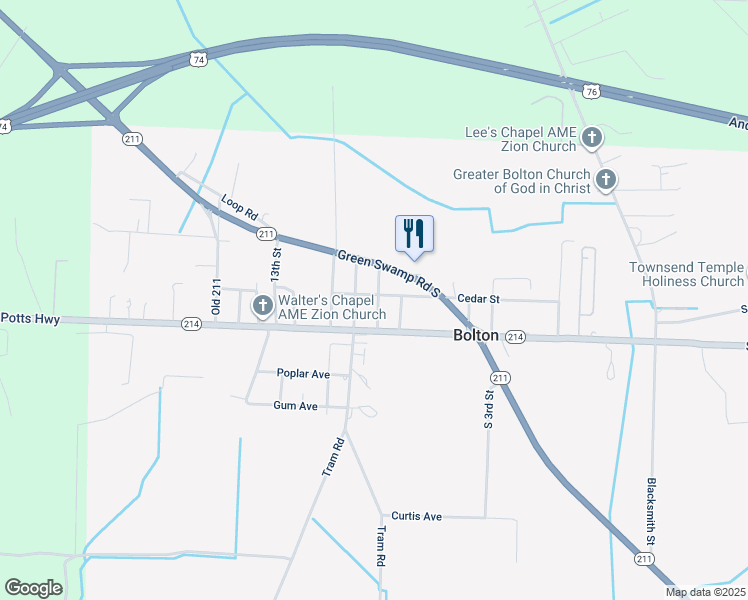 map of restaurants, bars, coffee shops, grocery stores, and more near 77 7th Street in Bolton