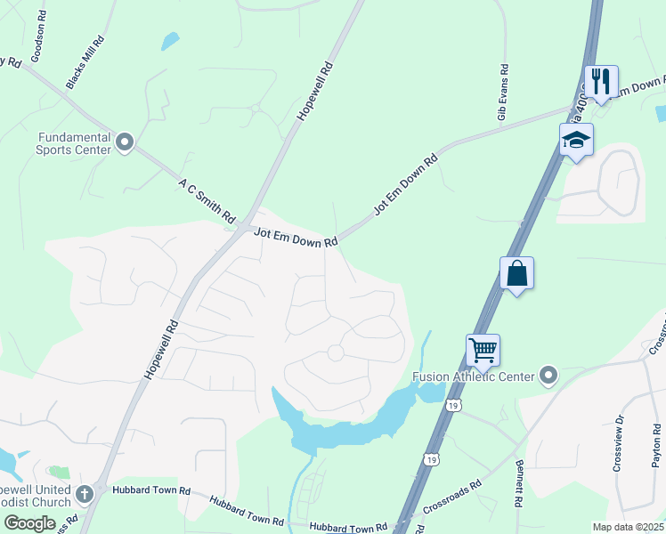 map of restaurants, bars, coffee shops, grocery stores, and more near 4195 Settlers Grove Road in Cumming