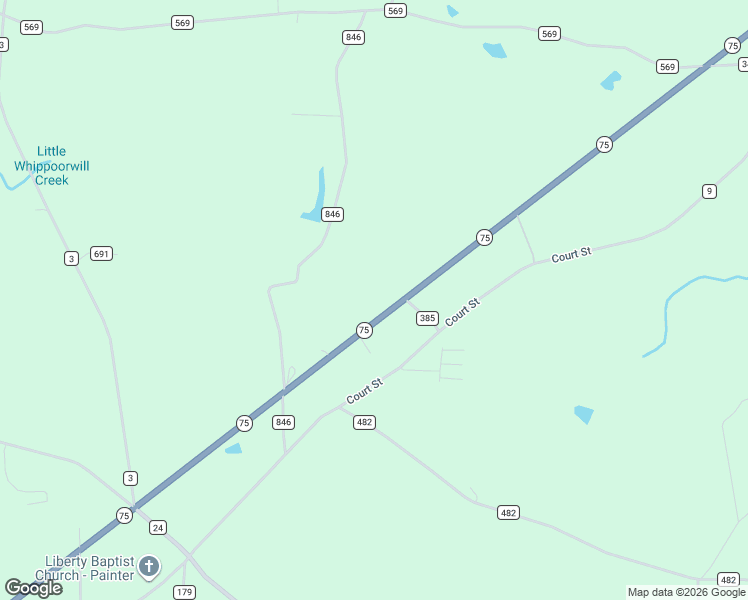 map of restaurants, bars, coffee shops, grocery stores, and more near 45944 Alabama 75 in Crossville