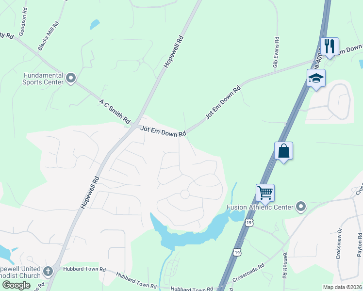 map of restaurants, bars, coffee shops, grocery stores, and more near 4155 Settlers Grove Road in Cumming