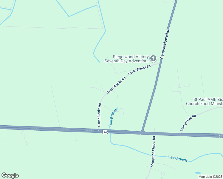map of restaurants, bars, coffee shops, grocery stores, and more near Oscar Blanks Road in Columbus County