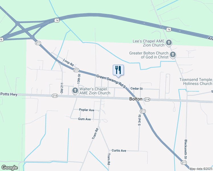 map of restaurants, bars, coffee shops, grocery stores, and more near 103 Cedar Street in Bolton
