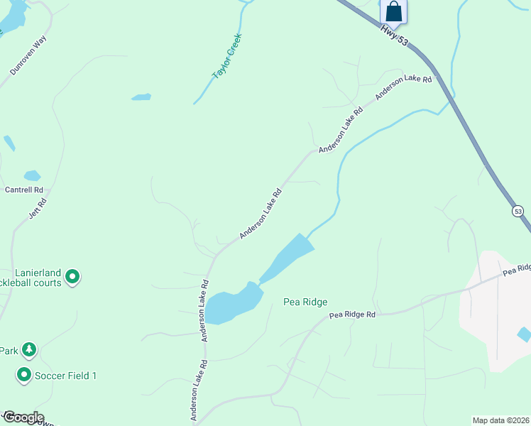 map of restaurants, bars, coffee shops, grocery stores, and more near 6985 Anderson Lake Road in Dawsonville