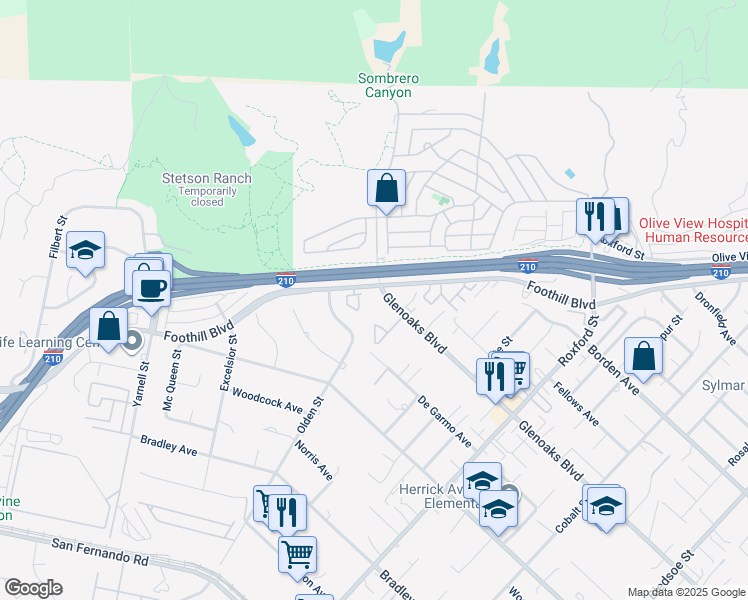 map of restaurants, bars, coffee shops, grocery stores, and more near in Los Angeles