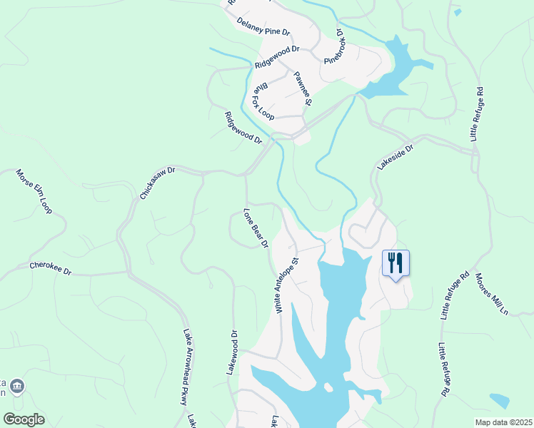 map of restaurants, bars, coffee shops, grocery stores, and more near 106 Beech Court in Waleska