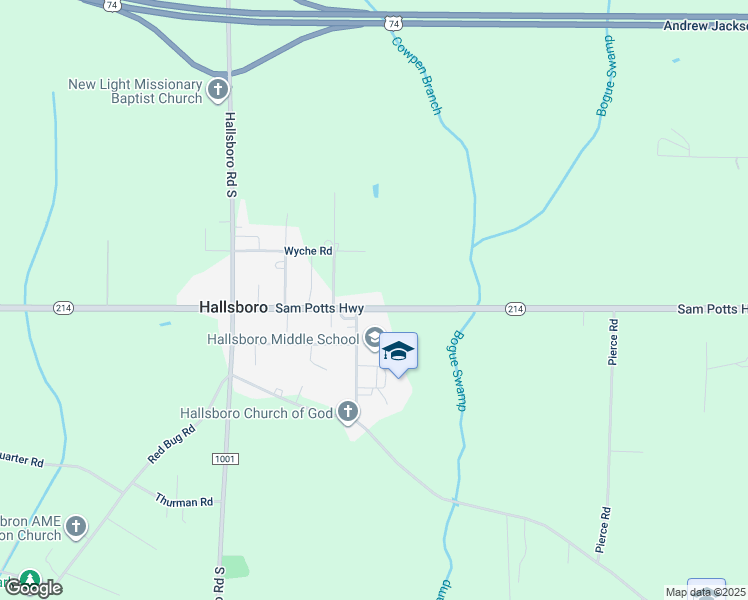 map of restaurants, bars, coffee shops, grocery stores, and more near 4575 Sam Potts Highway in Hallsboro