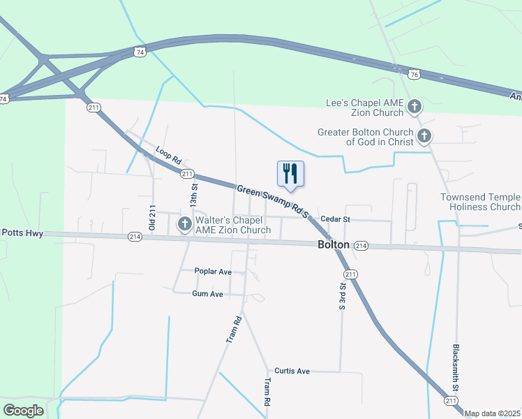 map of restaurants, bars, coffee shops, grocery stores, and more near 103 Cedar Street in Bolton