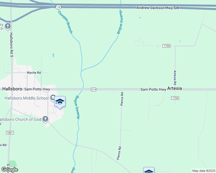map of restaurants, bars, coffee shops, grocery stores, and more near 5053 Sam Potts Highway in Hallsboro