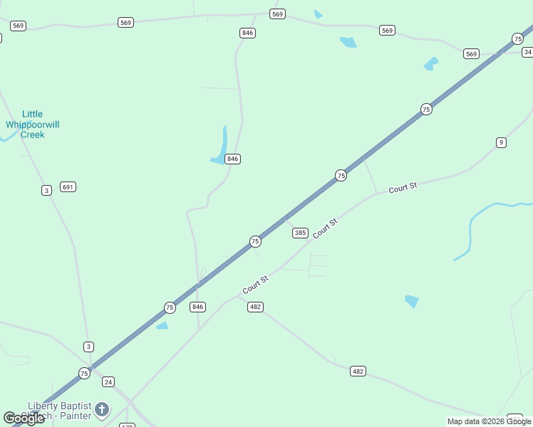 map of restaurants, bars, coffee shops, grocery stores, and more near 45944 Alabama 75 in Crossville