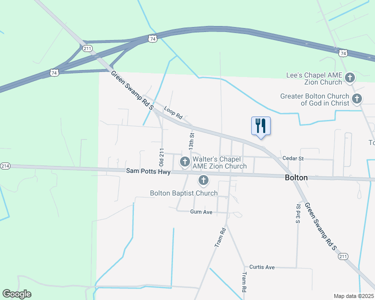 map of restaurants, bars, coffee shops, grocery stores, and more near 111 13th Street in Bolton