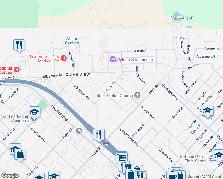 map of restaurants, bars, coffee shops, grocery stores, and more near 14016 Tyler Street in Los Angeles