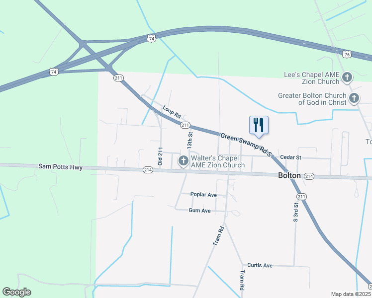 map of restaurants, bars, coffee shops, grocery stores, and more near 111 13th Street in Bolton