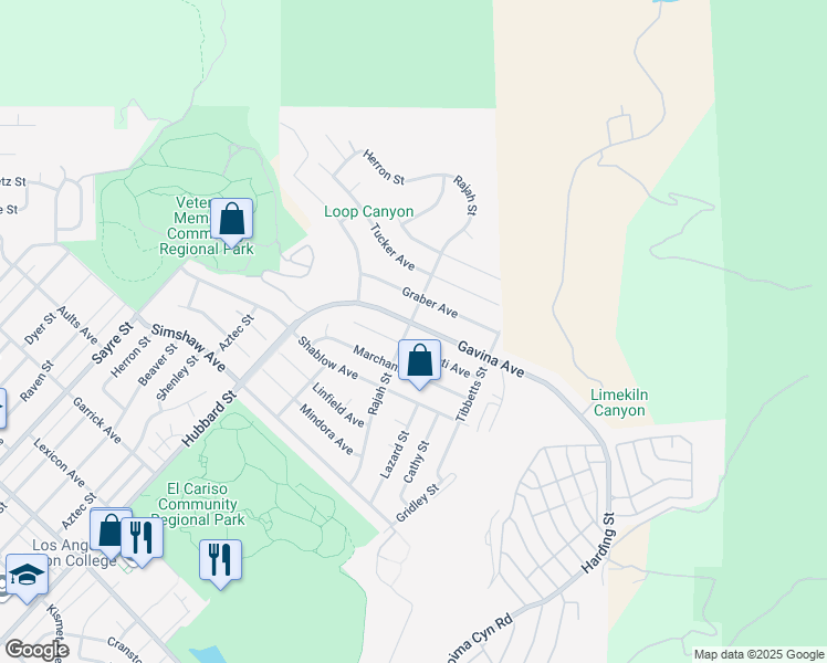 map of restaurants, bars, coffee shops, grocery stores, and more near 13791 Gavina Avenue in Los Angeles