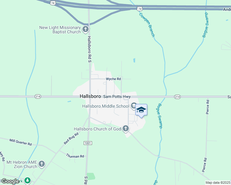 map of restaurants, bars, coffee shops, grocery stores, and more near 4415 Sam Potts Highway in Hallsboro