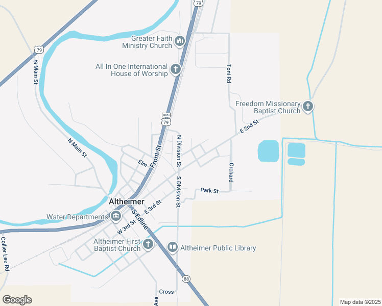 map of restaurants, bars, coffee shops, grocery stores, and more near 803 Short Front Street in Altheimer
