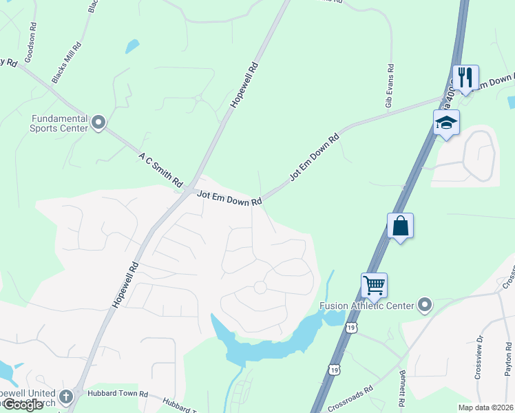 map of restaurants, bars, coffee shops, grocery stores, and more near 4155 Settlers Grove Road in Cumming