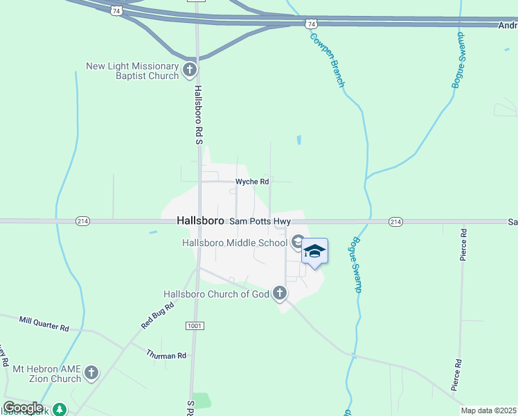 map of restaurants, bars, coffee shops, grocery stores, and more near 4415 Sam Potts Highway in Hallsboro