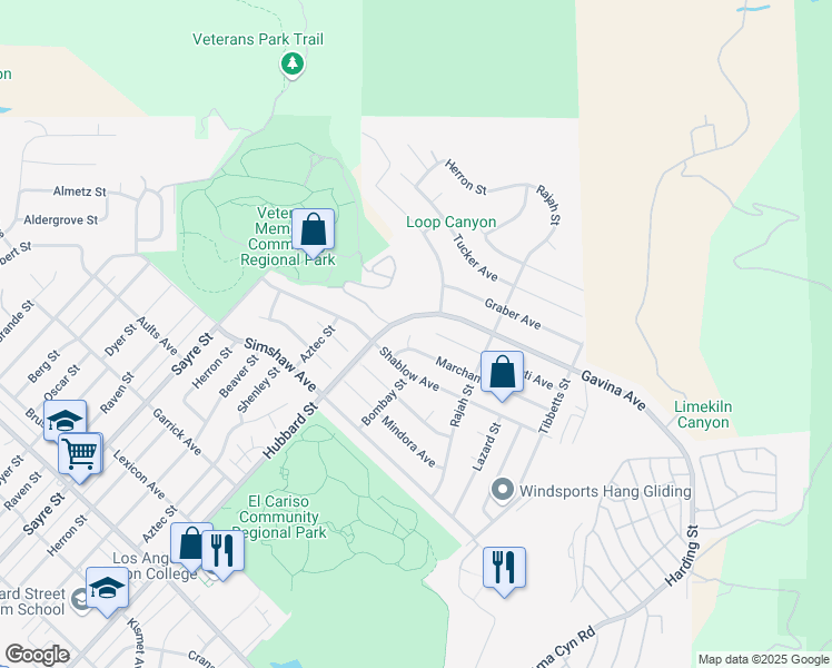 map of restaurants, bars, coffee shops, grocery stores, and more near 12756 Bombay Street in Los Angeles