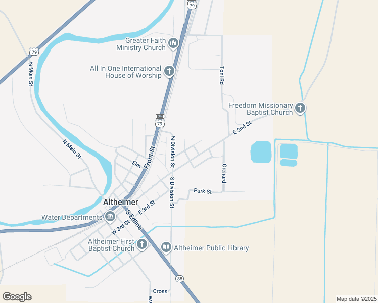 map of restaurants, bars, coffee shops, grocery stores, and more near 803 Short Front Street in Altheimer
