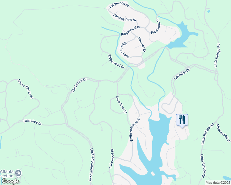 map of restaurants, bars, coffee shops, grocery stores, and more near 114 Lone Bear Drive in Waleska