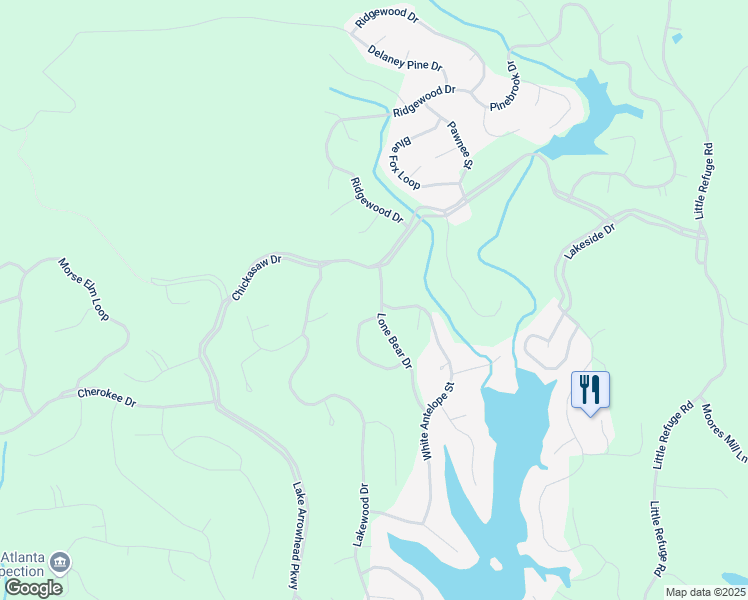 map of restaurants, bars, coffee shops, grocery stores, and more near 114 Lone Bear Drive in Waleska