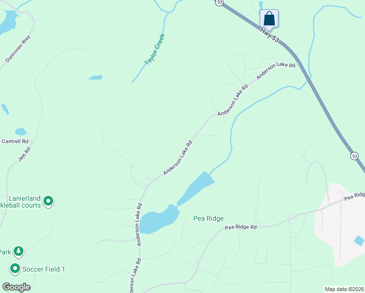 map of restaurants, bars, coffee shops, grocery stores, and more near 6985 Anderson Lake Road in Dawsonville