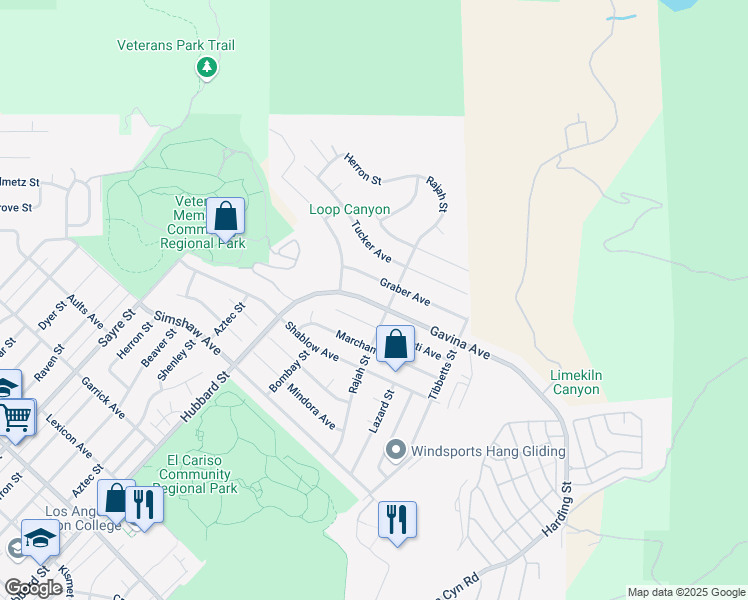 map of restaurants, bars, coffee shops, grocery stores, and more near 13812 Gavina Avenue in Sylmar