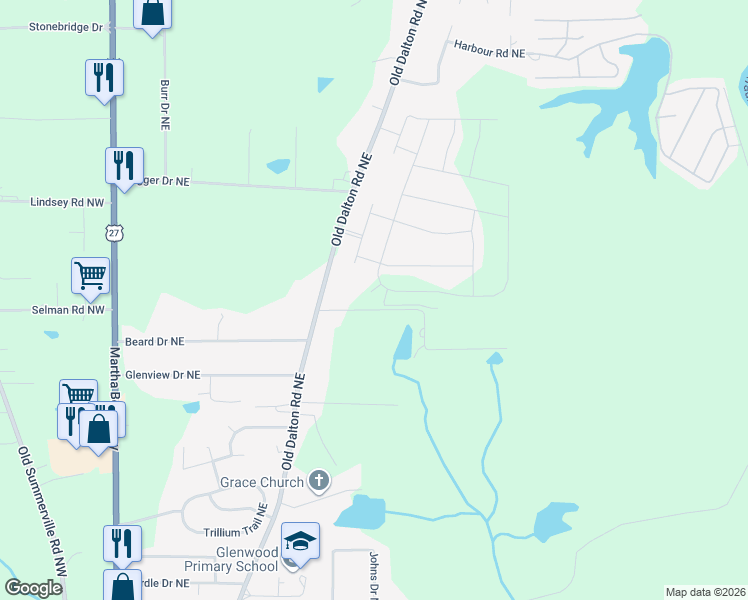 map of restaurants, bars, coffee shops, grocery stores, and more near 73 Painter Road Northeast in Rome