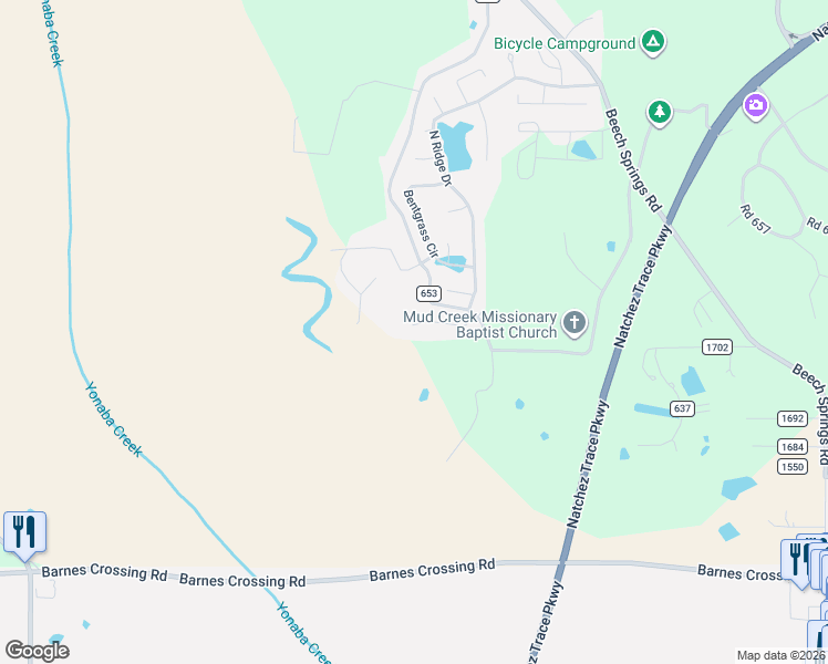 map of restaurants, bars, coffee shops, grocery stores, and more near 107 Champions Cove in Saltillo