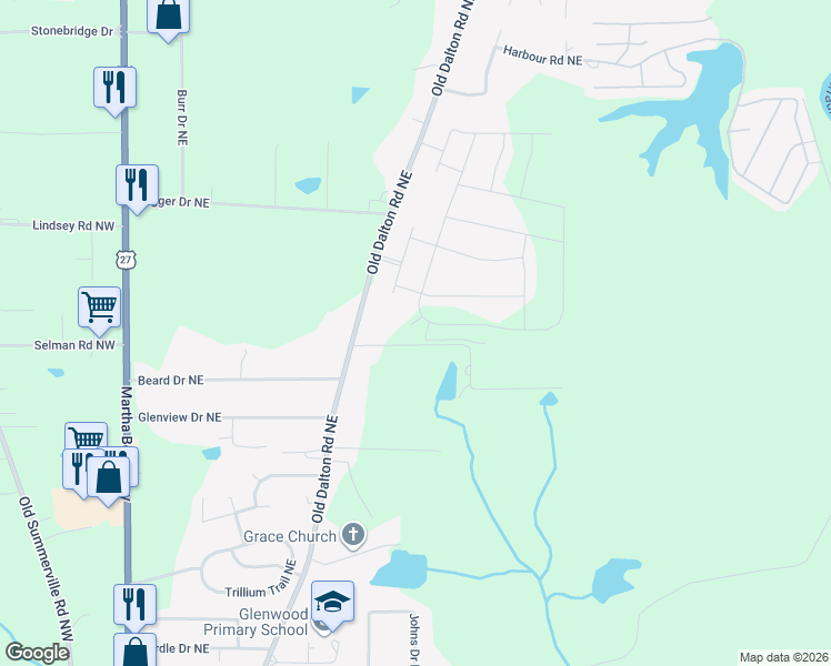 map of restaurants, bars, coffee shops, grocery stores, and more near 73 Painter Road Northeast in Rome