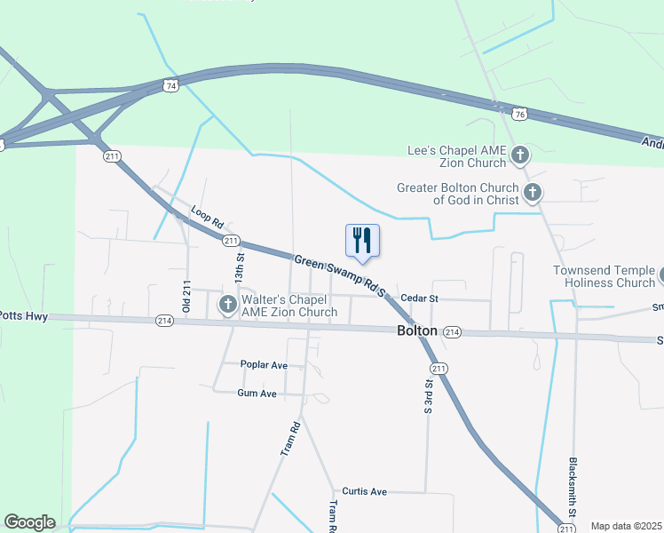 map of restaurants, bars, coffee shops, grocery stores, and more near 855 Green Swamp Road South in Bolton