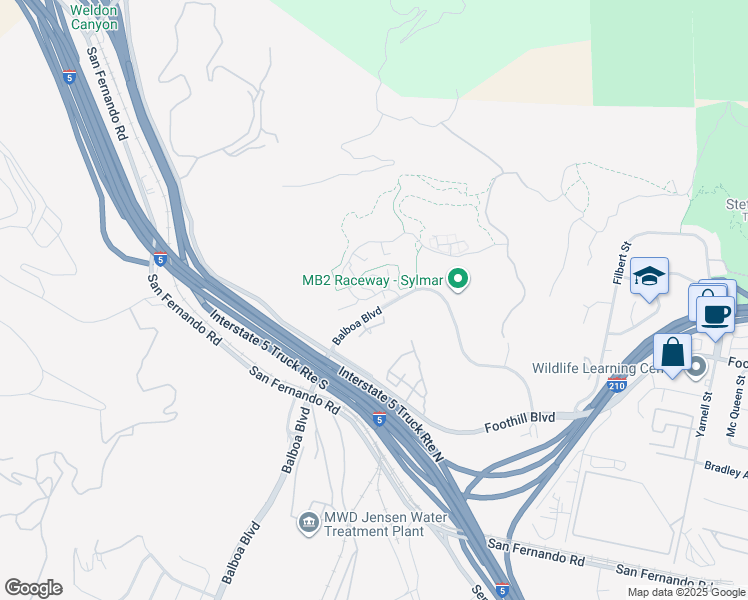 map of restaurants, bars, coffee shops, grocery stores, and more near 16731 Nicklaus Drive in Los Angeles