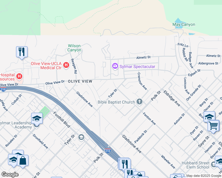 map of restaurants, bars, coffee shops, grocery stores, and more near 14016 Tyler Street in Los Angeles
